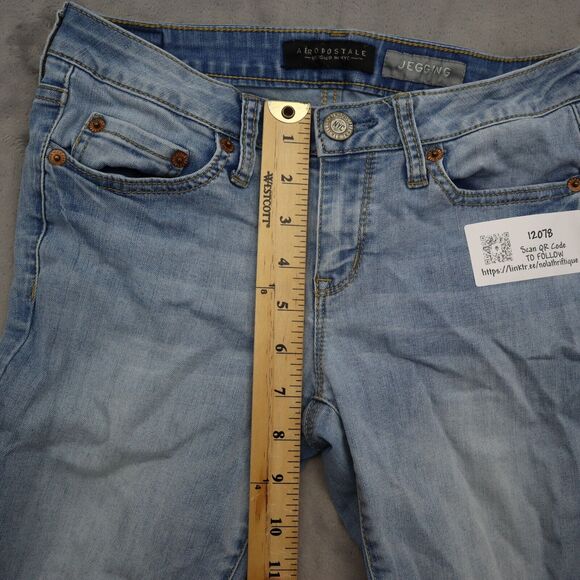 Aeropostale Pants Womens 26W Light Blue Denim Court Low Rise Skinny Leg Jegging - Picture 4 of 11